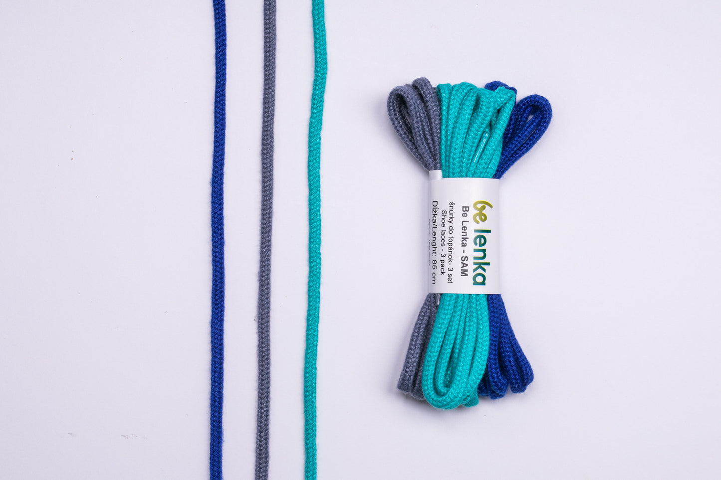 Be Lenka Shoe Laces 3 pack (85cm) - Blue, Turquoise, Grey