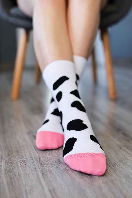 Be Lenka Barefoot Socks - Crew - Cow spots